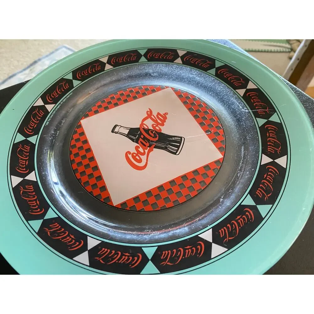 Vintage Arcoroc France Coca-Cola Glass Luncheon Plates Set of 4 9.5